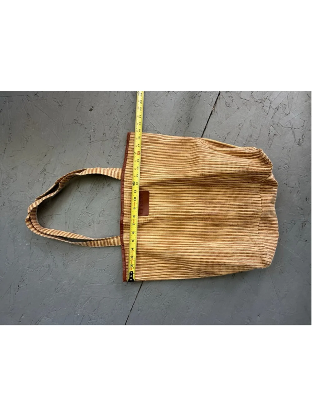 Chico’s Striped Woven Straw Tote Bag - Tan & Cream Boho Beach Bag